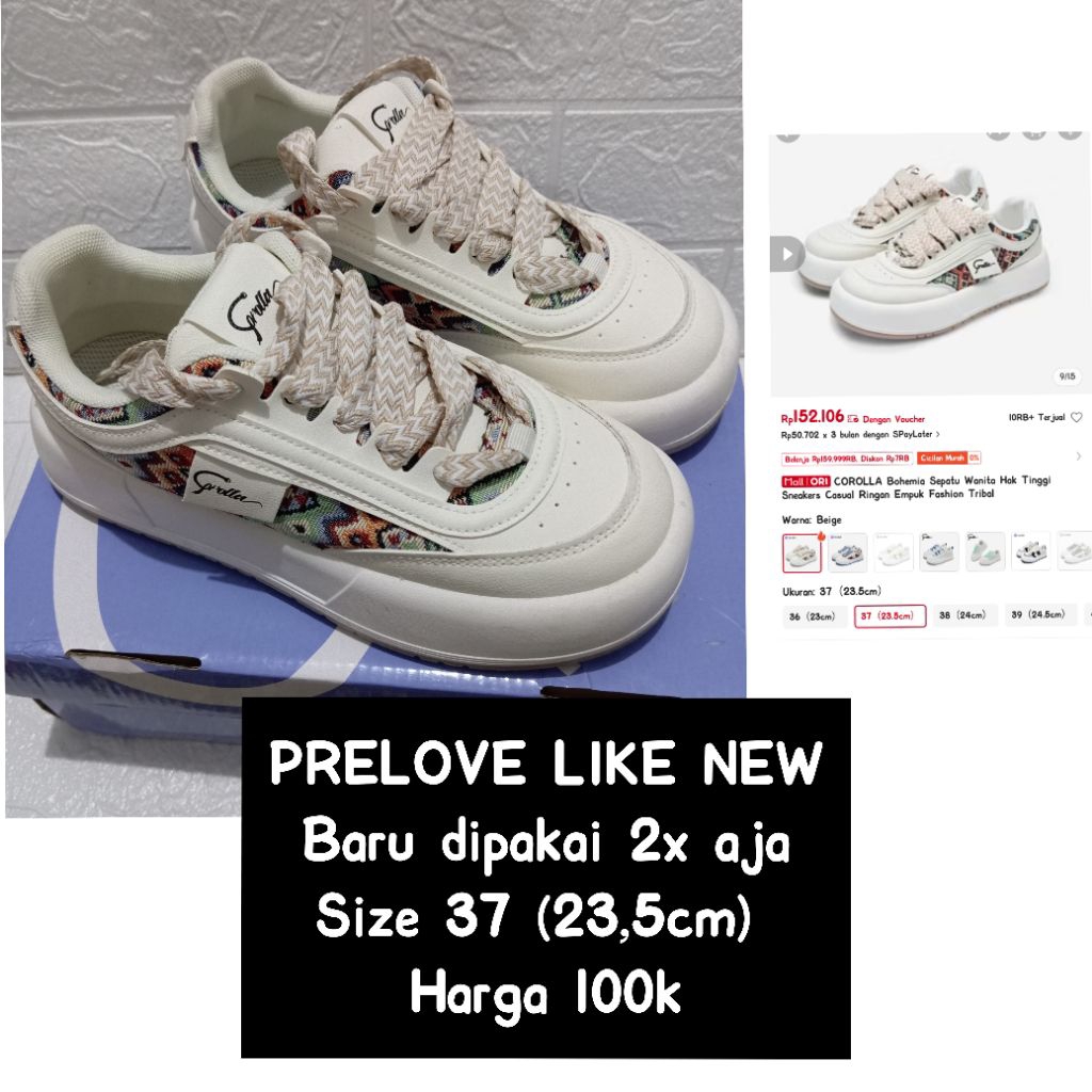 Sepatu Wanita/ Sepatu Corolla Bohemia/ Sepatu Sneakers Casual (PRELOVE)