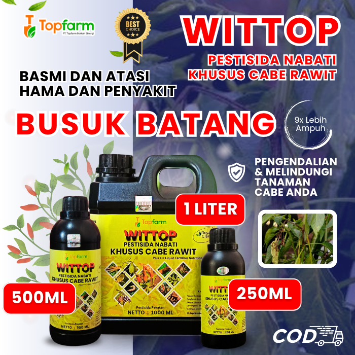 Obat Cabe Topfarm / Obat Busuk Batang Cabe Rawit / Obat Penggerek Batang Cabe Rawit / Obat Semprot H
