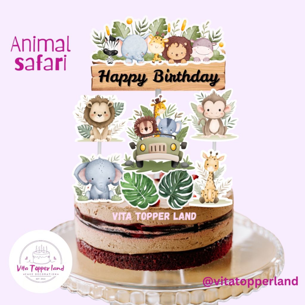 cake topper animal safari hiasan kue ulang tahun medan
