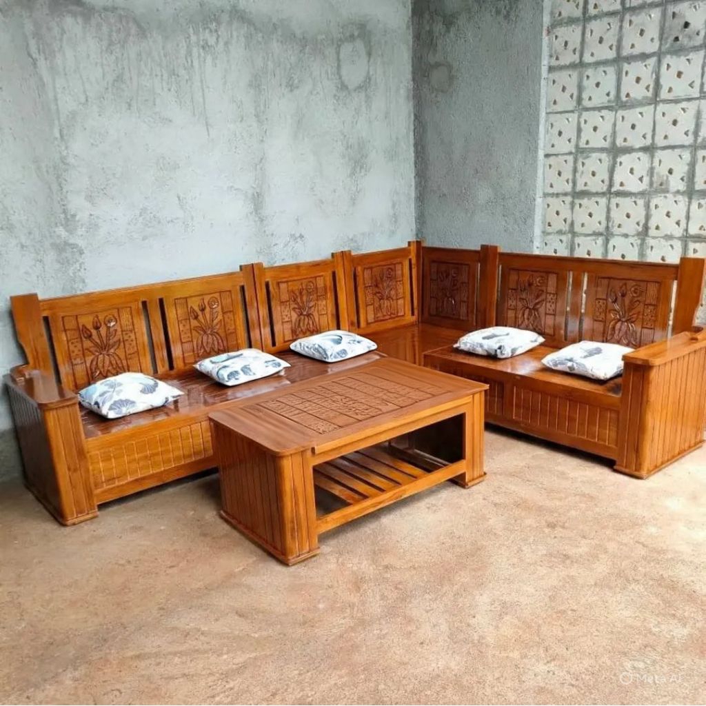 kursi sudut minimalis jati free bantal