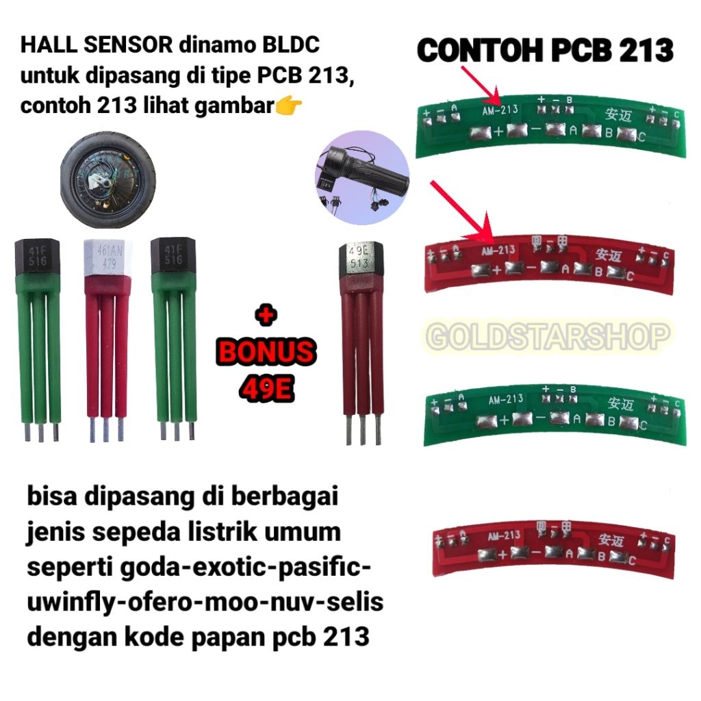 213 HALL SENSOR ONLY UNTUK PENGGANTI PADA SEPEDA LISTRIK UWINFLY GODA EXOTIC PASIFIC OFERO ALENKA MO