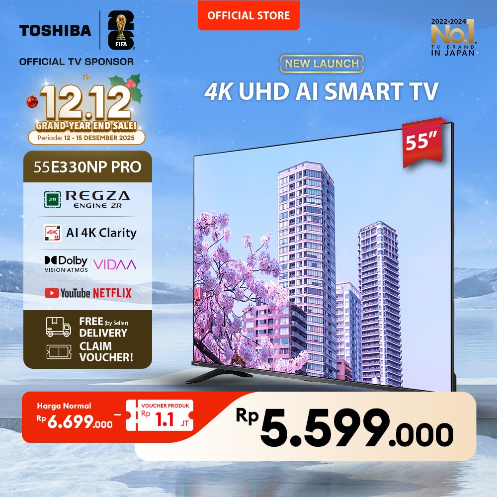 [4K] [KHUSUS ONLINE] Toshiba TV 55" 4K UHD Smart TV PRO - Regza ZR Dolby Vision Atmos HDR10+ MEMC VR