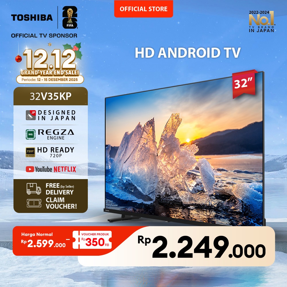 [FREE BRACKET] Toshiba TV 32" HD Android TV - Google Assistant Netflix Disney+ Youtube Dolby Audio W