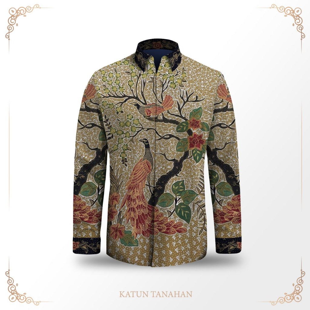 Batik pria kemeja lengan panjang bahan katun premium batik tulis pola baju pria lengan pendek mewah 