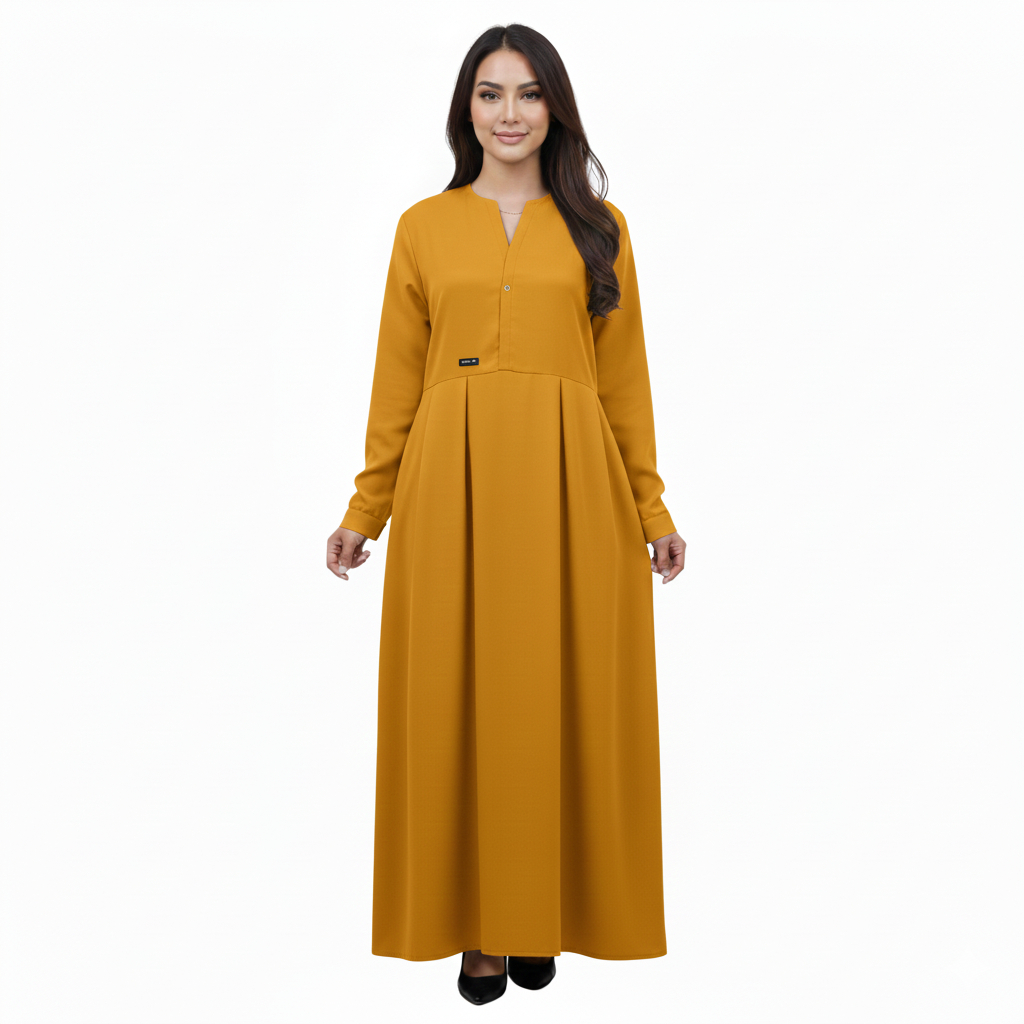 Gamis Wanita Belakang Tali Zikzak Bahan Toyobo Lengan Panjang LD 115cm Dress Muslimah Elegan