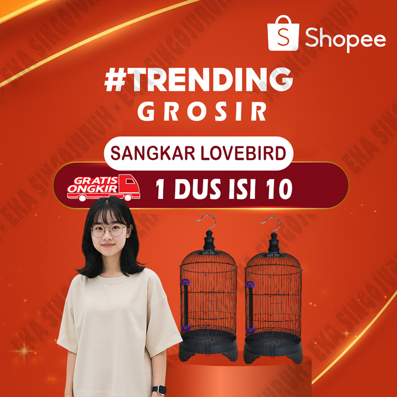 Grosir Sangkar Lovebird Diameter 33 cm 1 Dus isi 10 sangkar Lengkap Tangkringan + Cepuk
