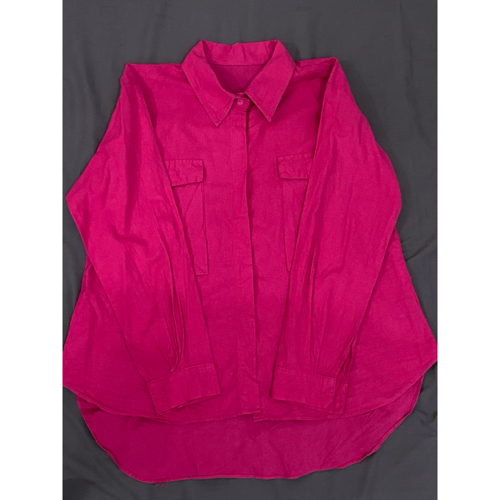 preloved kemeja wanita warna pink fanta