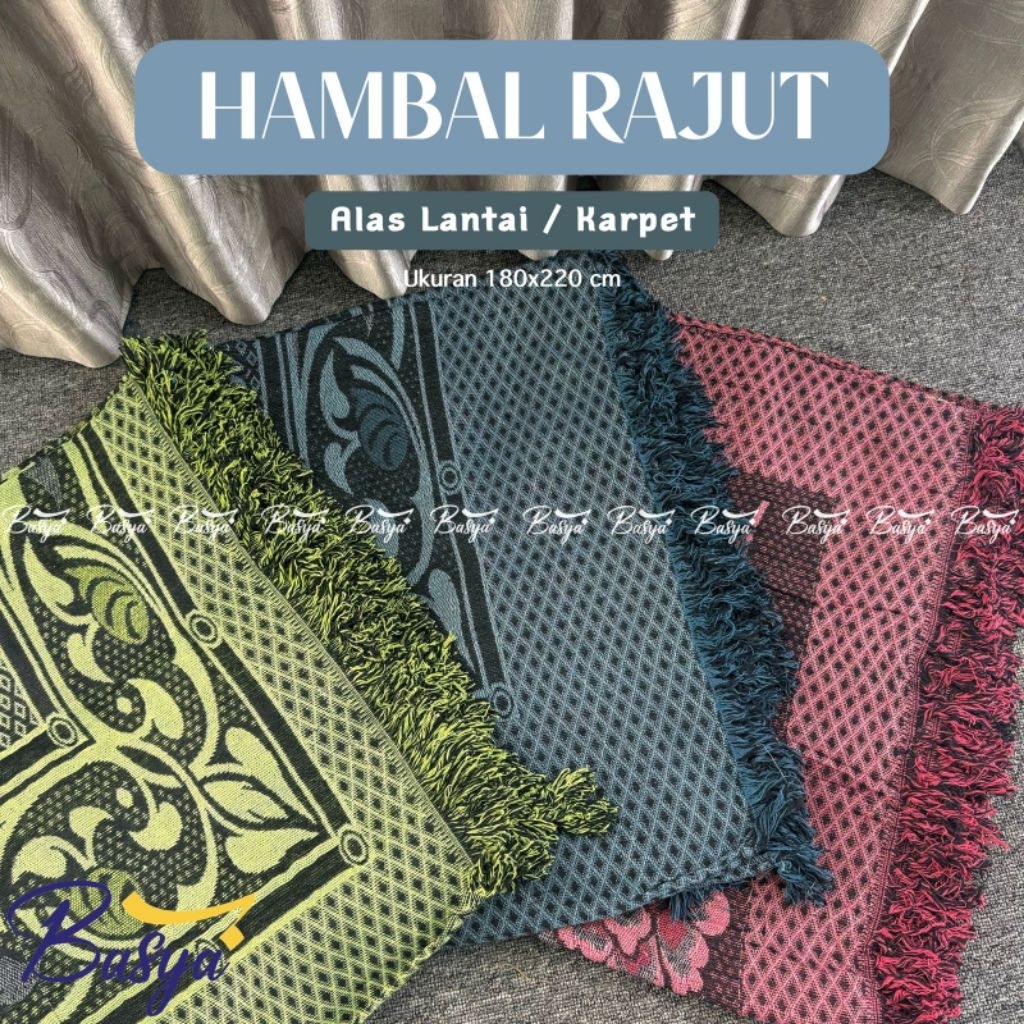 HAMBAL RAJUT/ALAS LANTAI/KARPET Ukuran 180x 220cm Mihrab hambal anyaman. Karpet rajut. Mini hambal
