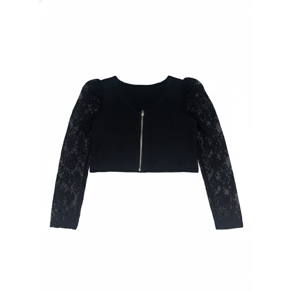 PRELOVED Crop Top Lengan Panjang Brukat