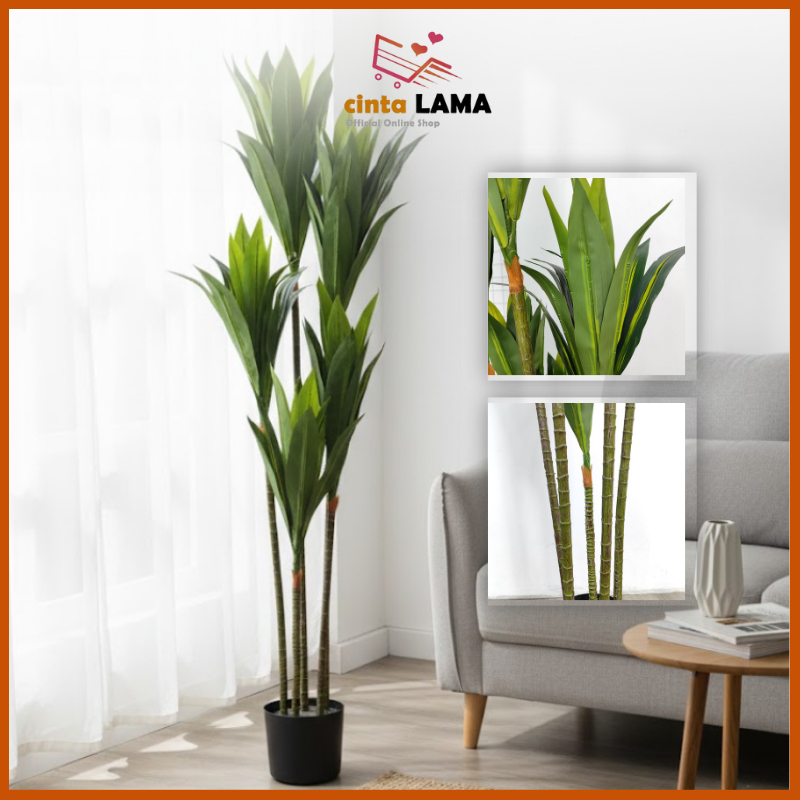 Pot Tanaman Pohon Dracaena Artificial Bunga Hias Plastik Ornamen Besar Sudut Ruangan Dekorasi PBP129