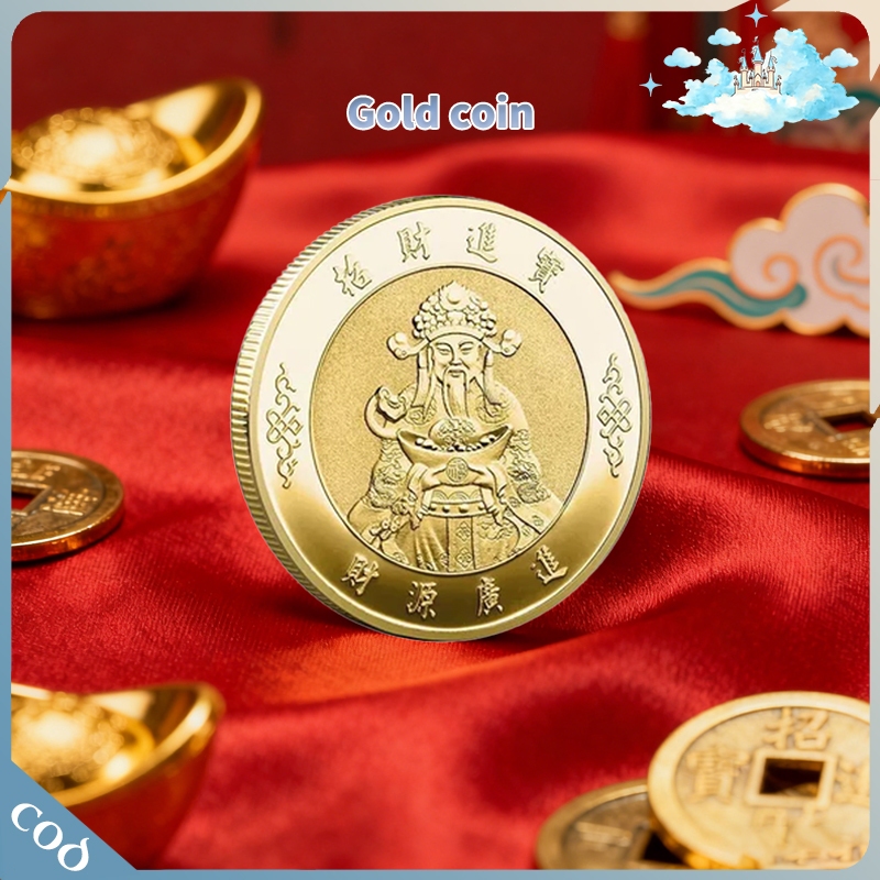 Gold Coin Feng Shui Dewa Rejeki Uang Emas Keberuntungan Kemakmuran Untuk Souvenir Dan Amulet