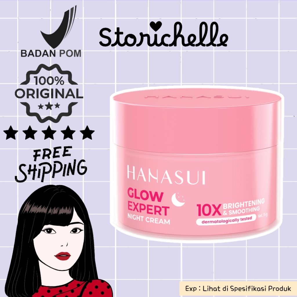 Storichelle - HANASUI Glow Expert Night Cream 15gr | Krim Malam | Krim Pencerah