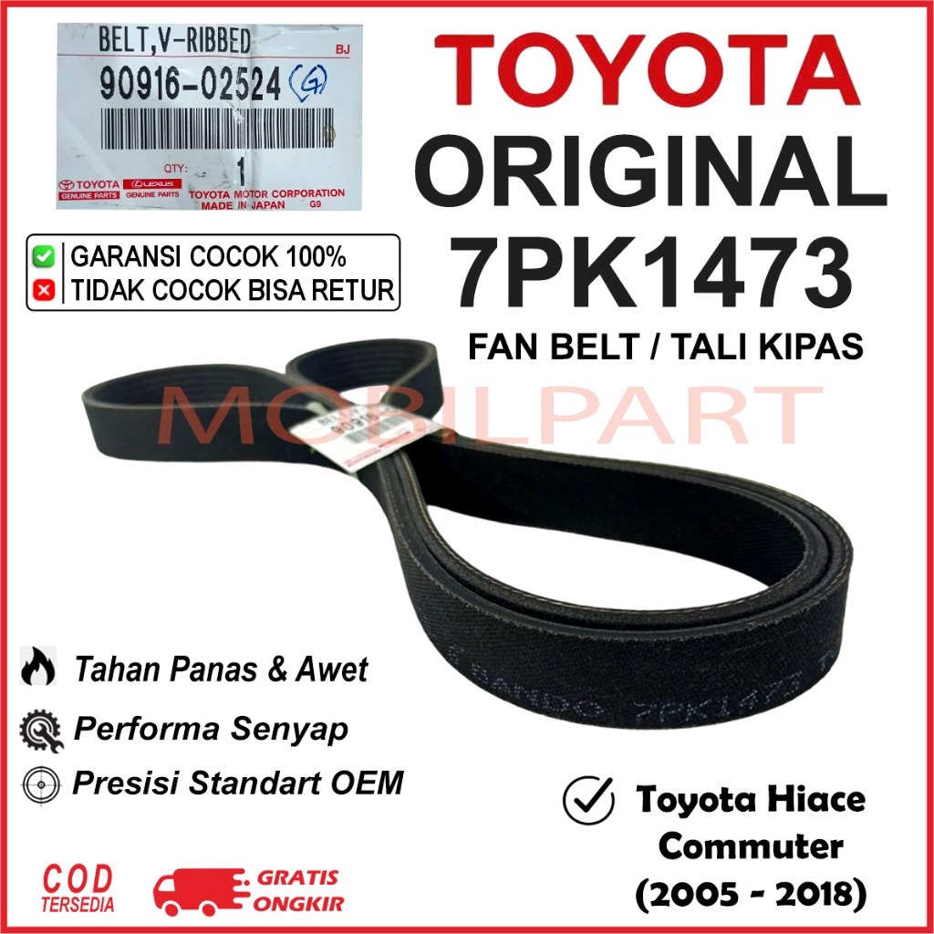 Fan Belt 7PK1473 Hiace Commuter (2005 - 2018) Toyota Original | Tali Kipas 7PK 1473