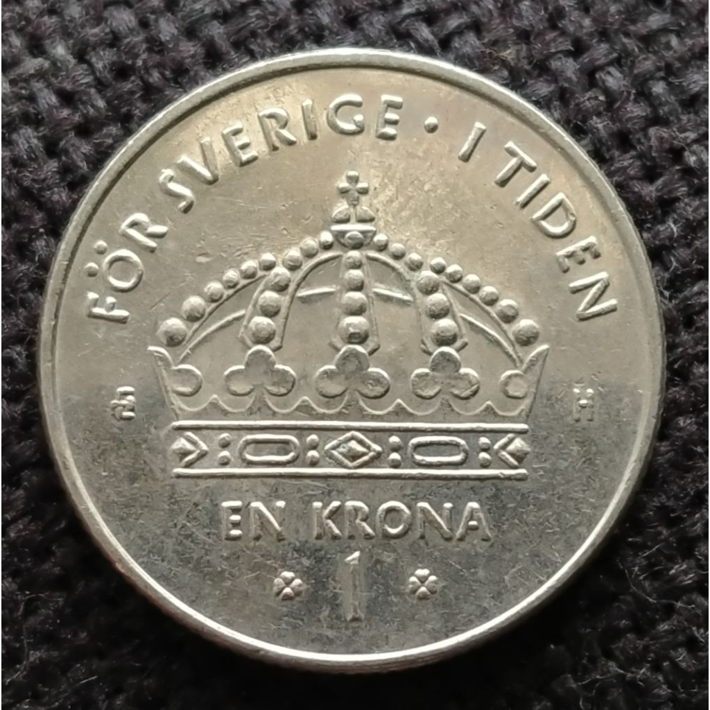 Koin Kuno Swedia 1 Krona taun 2005 Mahkota