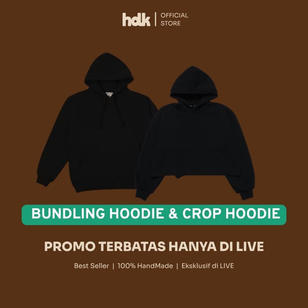 [PAKET COUPLE 2 HOODIE] Bundling Hoodie Jumper + Hoodie Crop Unfinished Berbahan Cloudweave Fleece 2