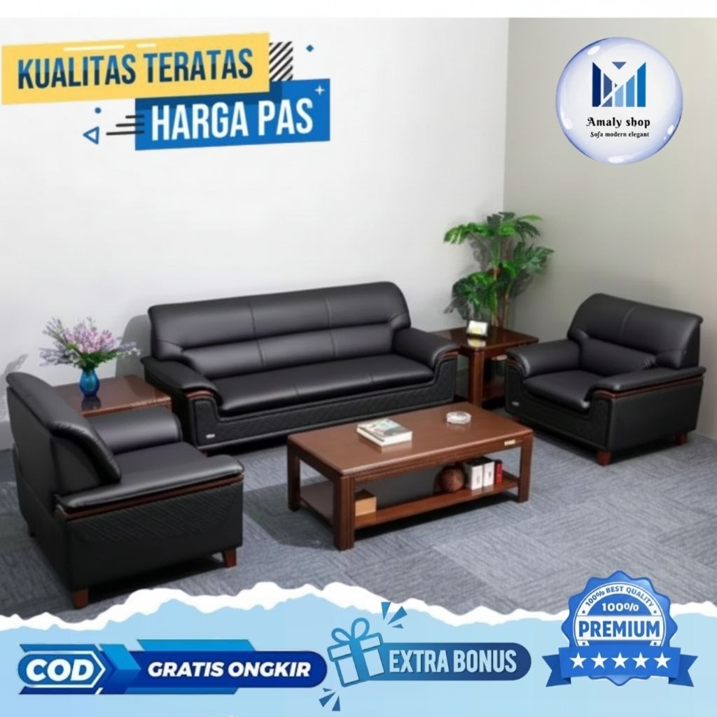 Sofa Kulit 311 Kualitas Premium Super Mewah Kursi Ruang Tamu Jati