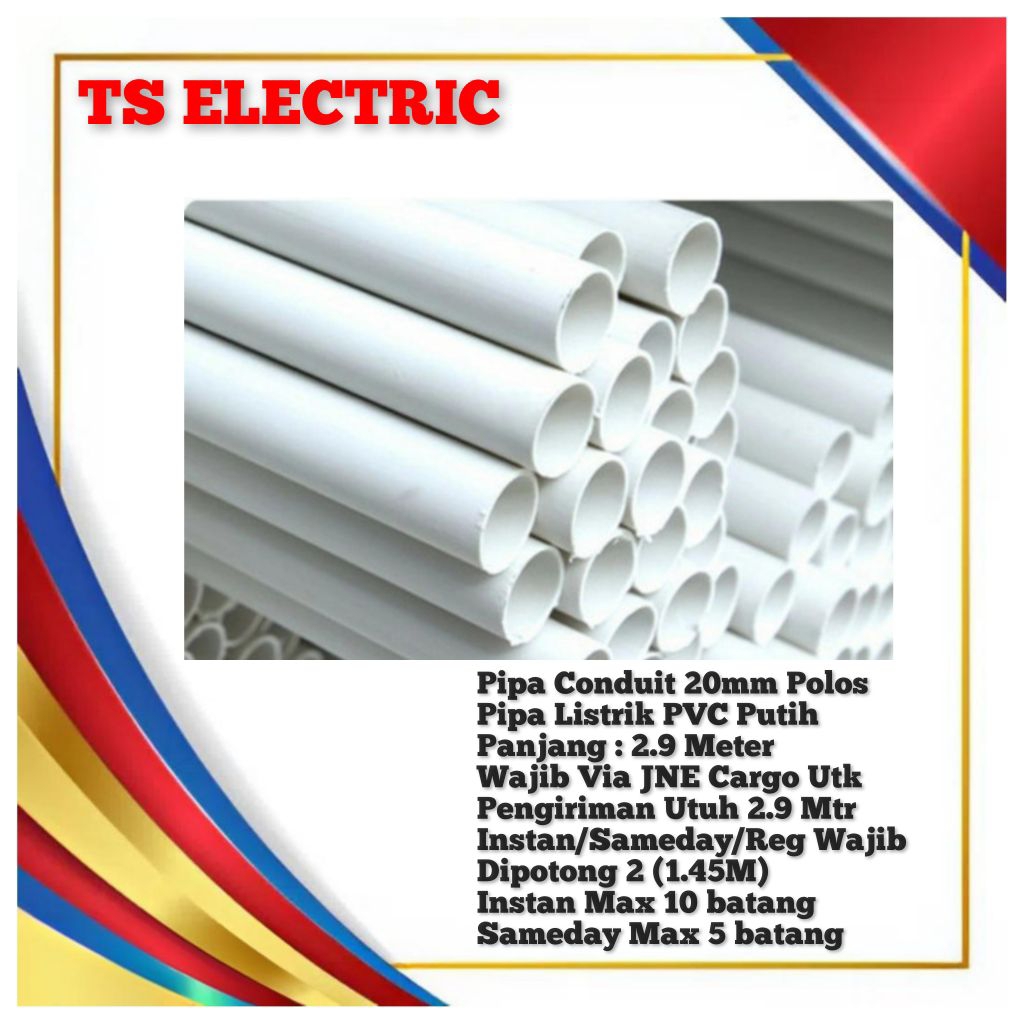 Pipa Conduit 20mm / Pipa Listrik / Pipa Conduit Listrik 20 mm PVC Putih Polos