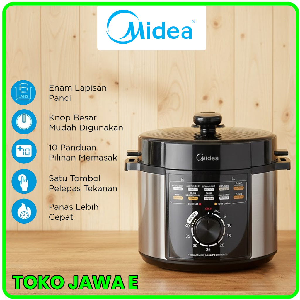 SUPER POROMO PRESTO LISTRIK DIGITAL MIDEA KAPASITAS 5 LITER  MPM50010AMG 6LAYER INNER POT LOW WATT