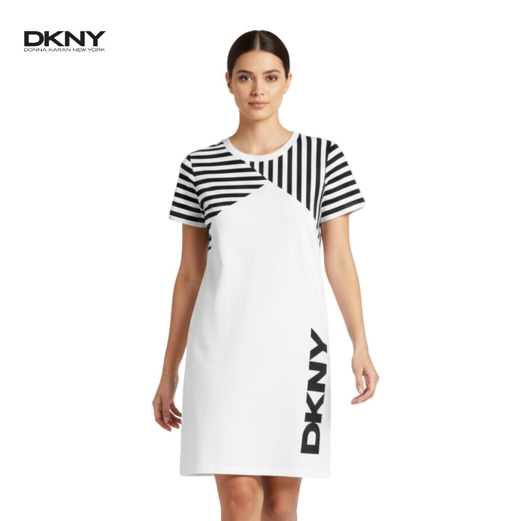 Dress Shirt Motif Lucu Casual Modern Wanita Kekinian DKNY Original Murah