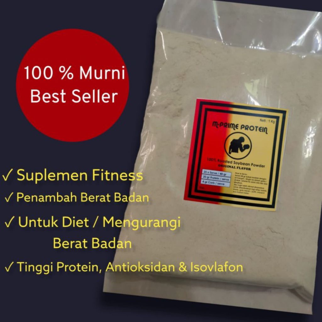 M Prime whey protein kedelai bubuk 1 Kg protein terbaik membentuk badan