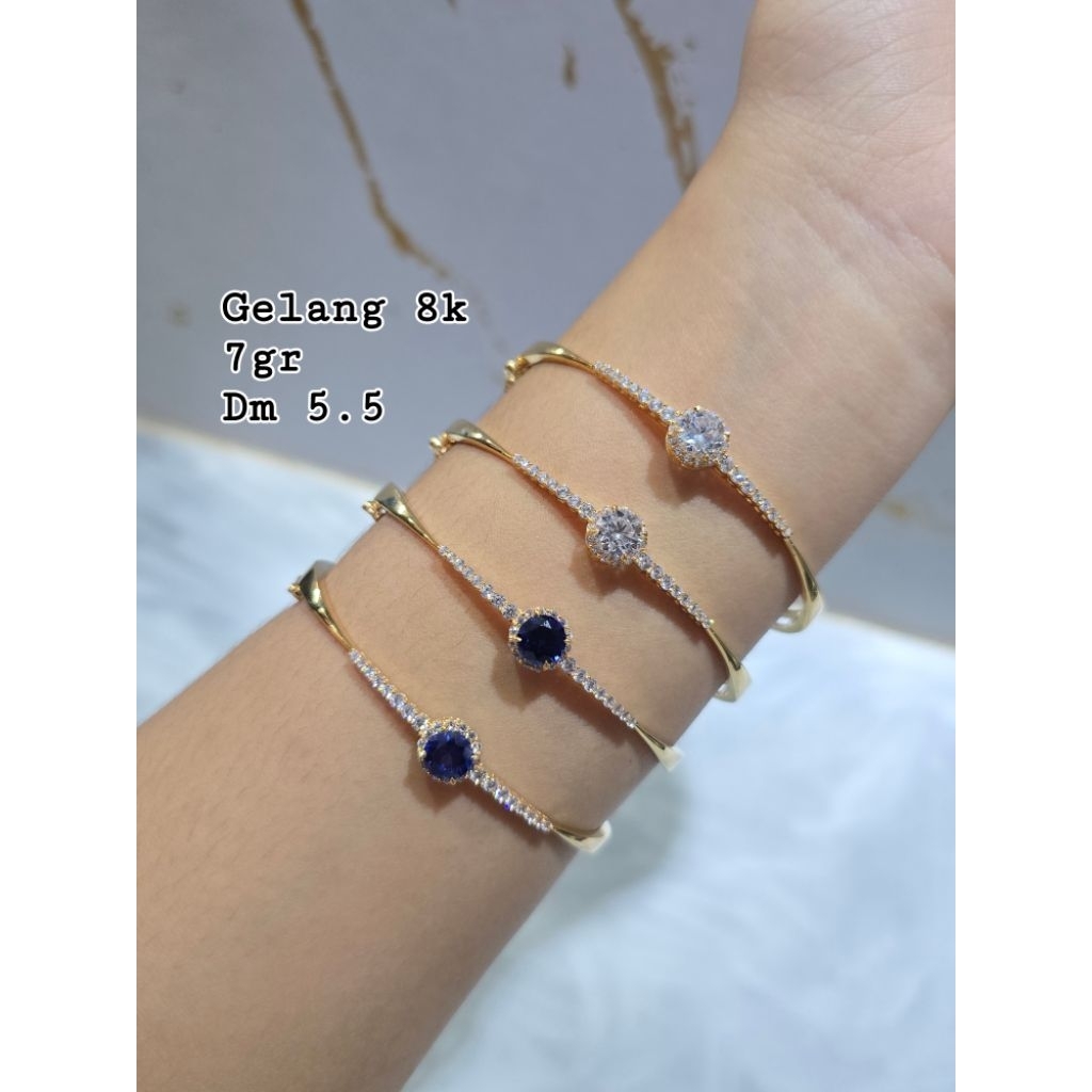 Gelang bangle emas mata biru lady diana mata putih ayu gold rosegold