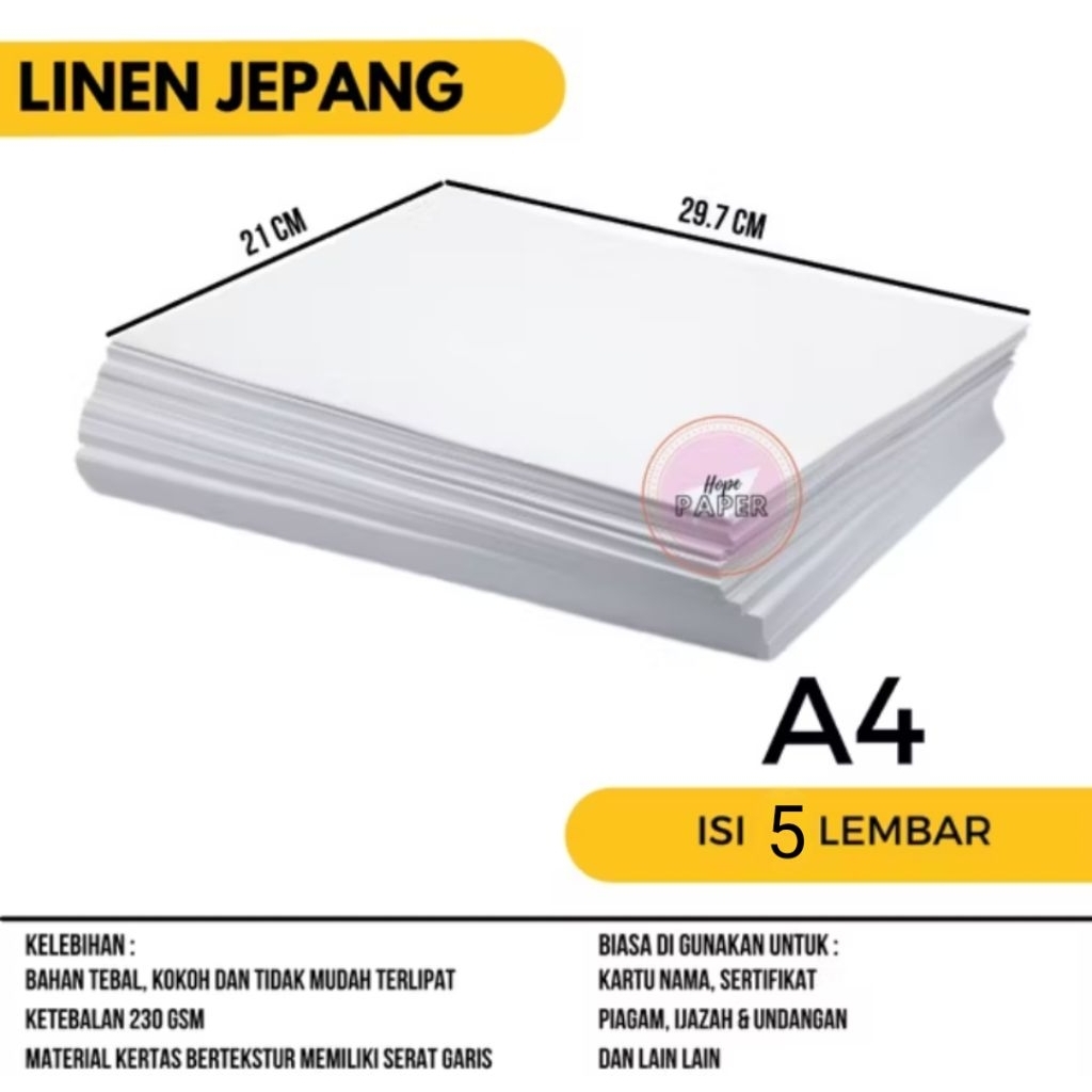 KERTAS LINEN TEBAL 230GRAM UKURAN A4