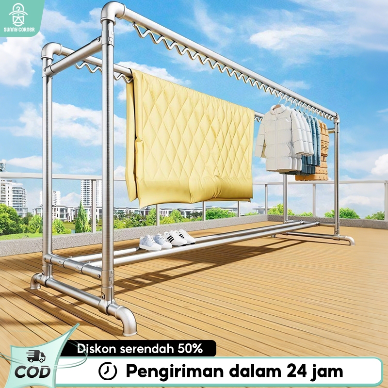 Jemuran Baju Tabung Baja Jemuran Baju Stainless Kuat Besar Jemuran Baju Besi Gantungan Baju Berdiri