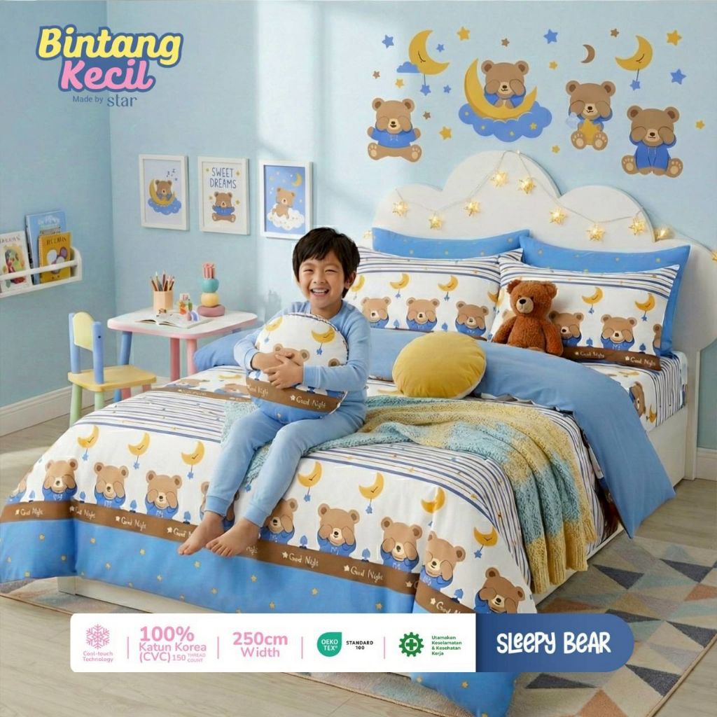 Sprei Katun Motif ANAK BEAR FOREST Kekinian LUCU (ANTI GESER) ALL SIZE Homemade