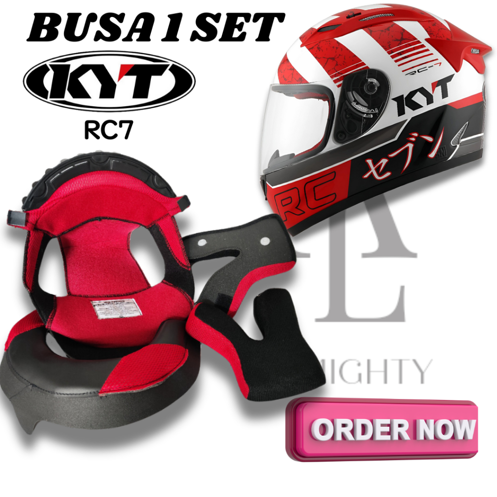 Cheek pad BUSA FULLSET helm KYT RC7 Kancing Plastik UKURAN M L XL WARNA MERAH hitam kyt busa set