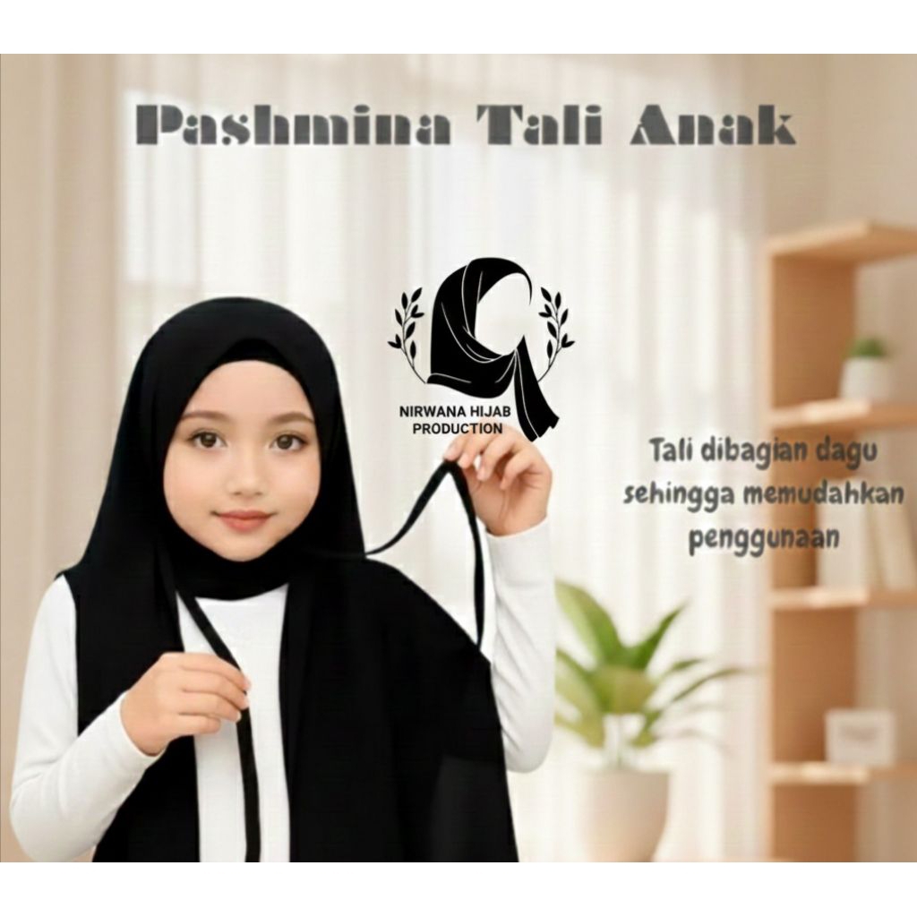 hijab anak pasmina tali dagu