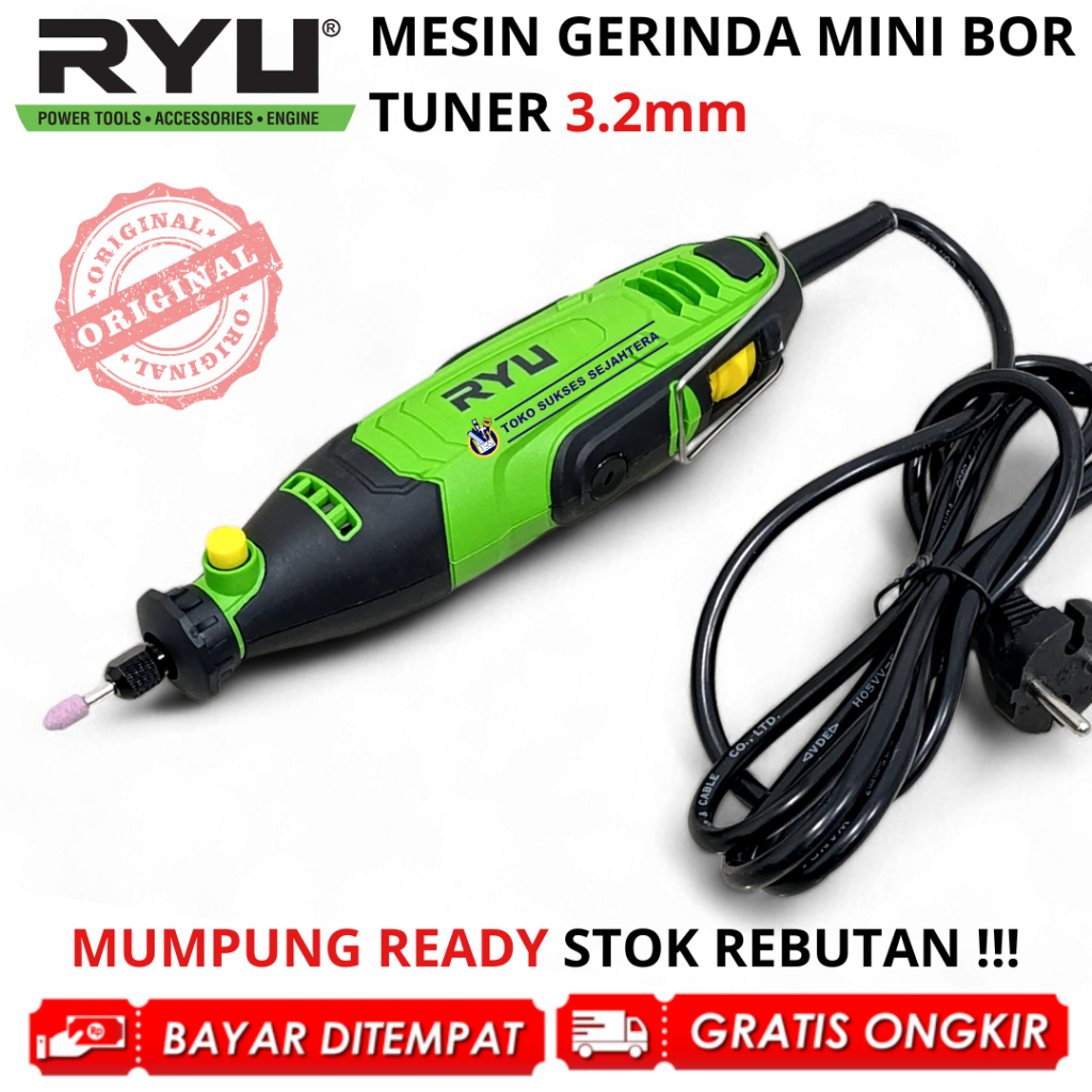 RYU Gerinda Mini Die Grinder Alat Ukir Grafir RDG 3.2 Mesin Gurinda Botol Bor Tuner Cuner Porting