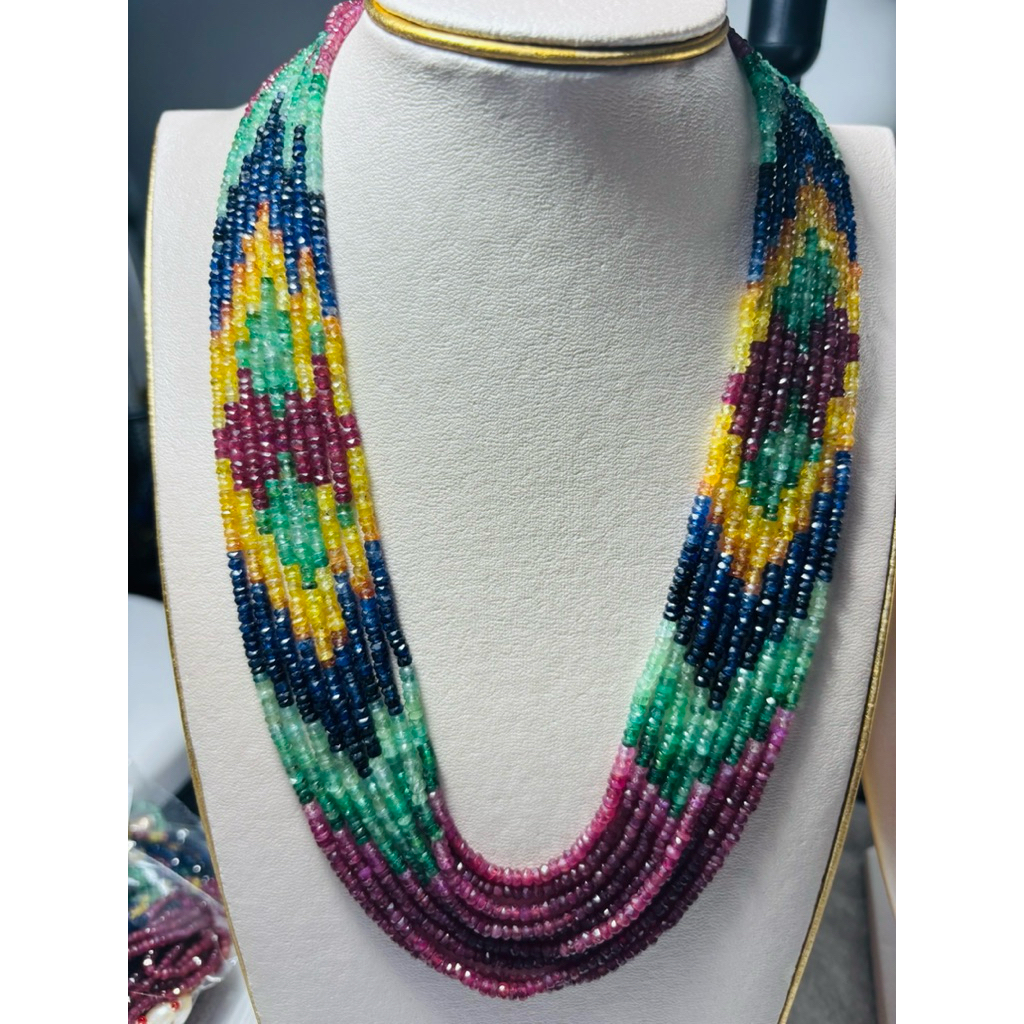 Kalung Batu Alam Multicolor – Ruby, Safir Biru, Safir Kuning & Batu Alam Lainnya