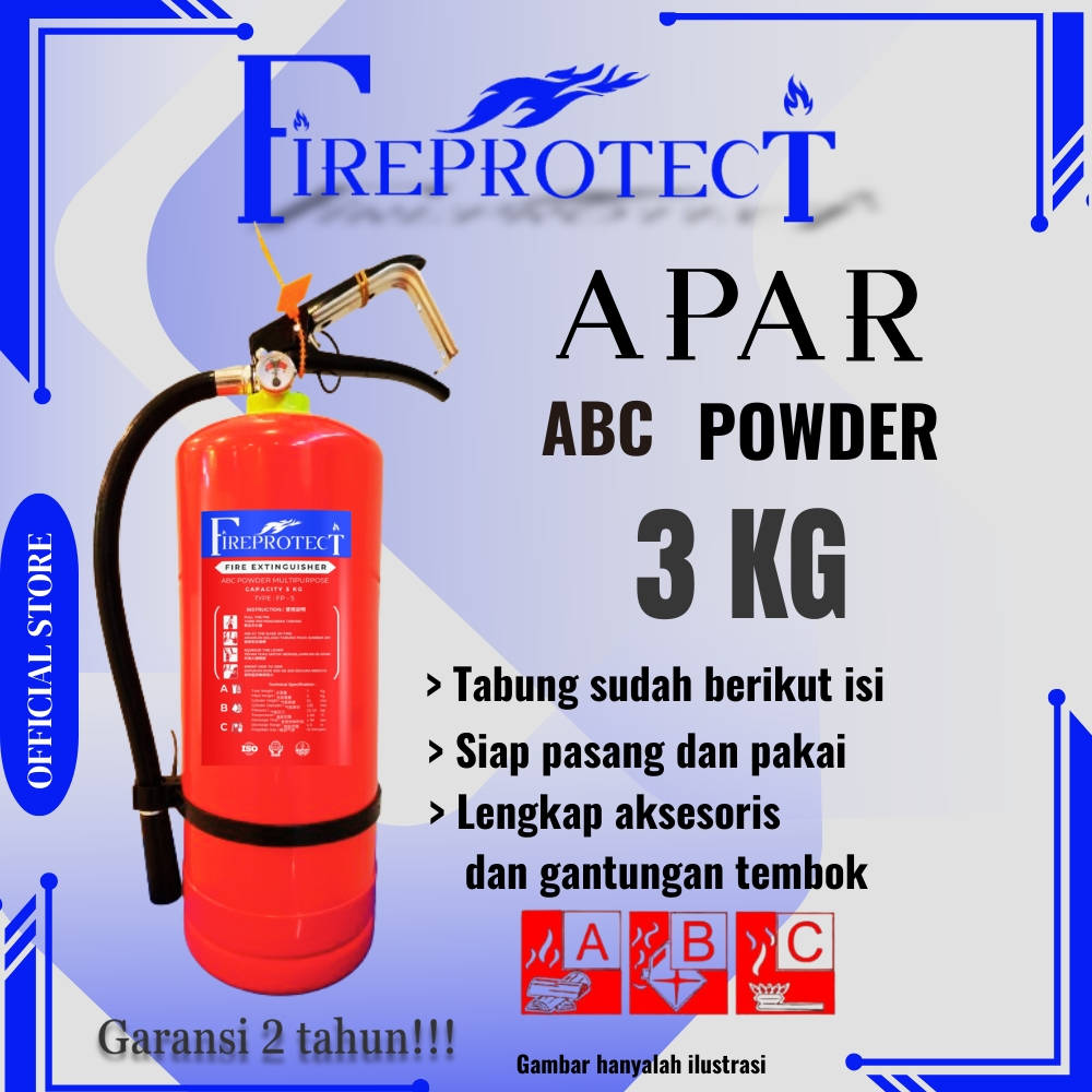 FIRE PROTECT DCP Apar pemadam Dry chemical powder 3kg / apar powder 3 kg