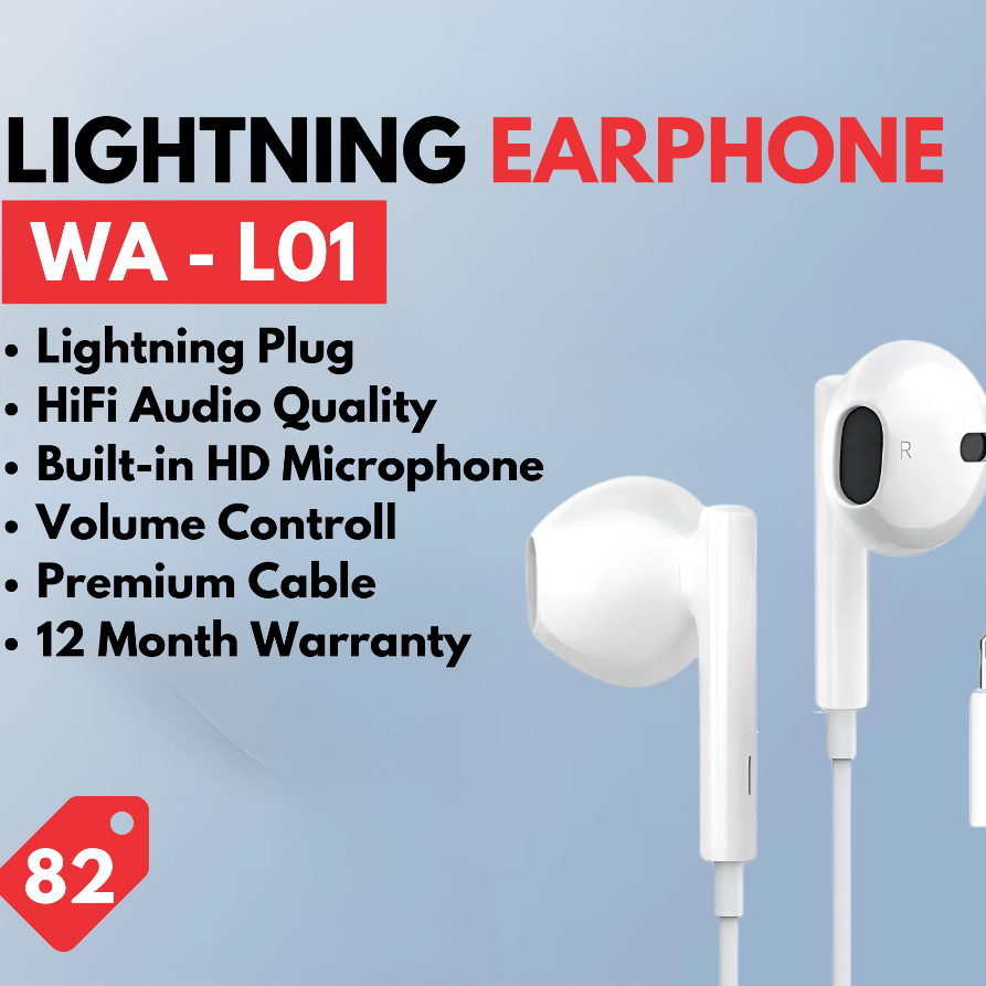 WAWAWA WA-L01 Headset Lightning Headset Hifi with Volume Control HD Mic