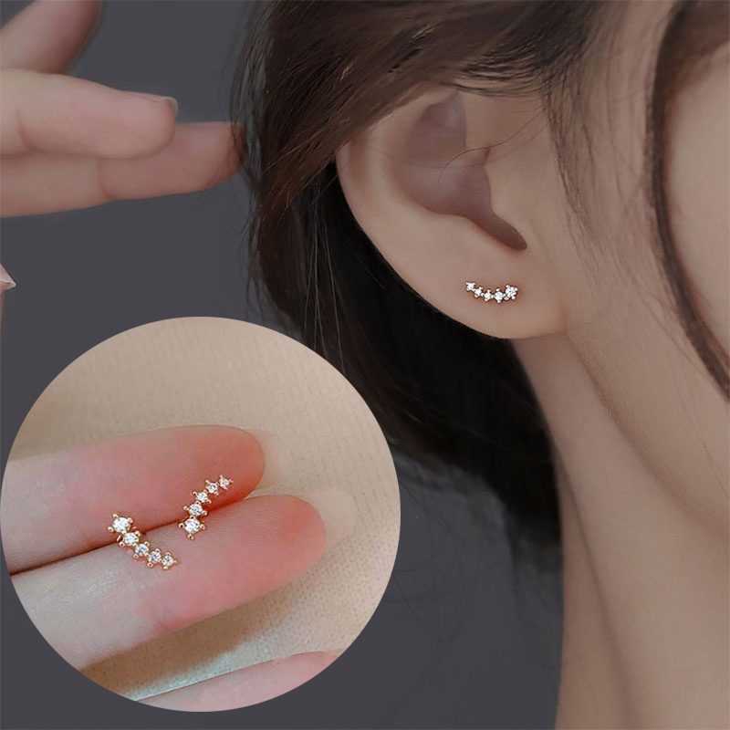 Idoiter Anting Titanium Bertatahkan Zirkon Mini Sederhana Sempurna Untuk Tidur Tanpa Perlu Dilepas
