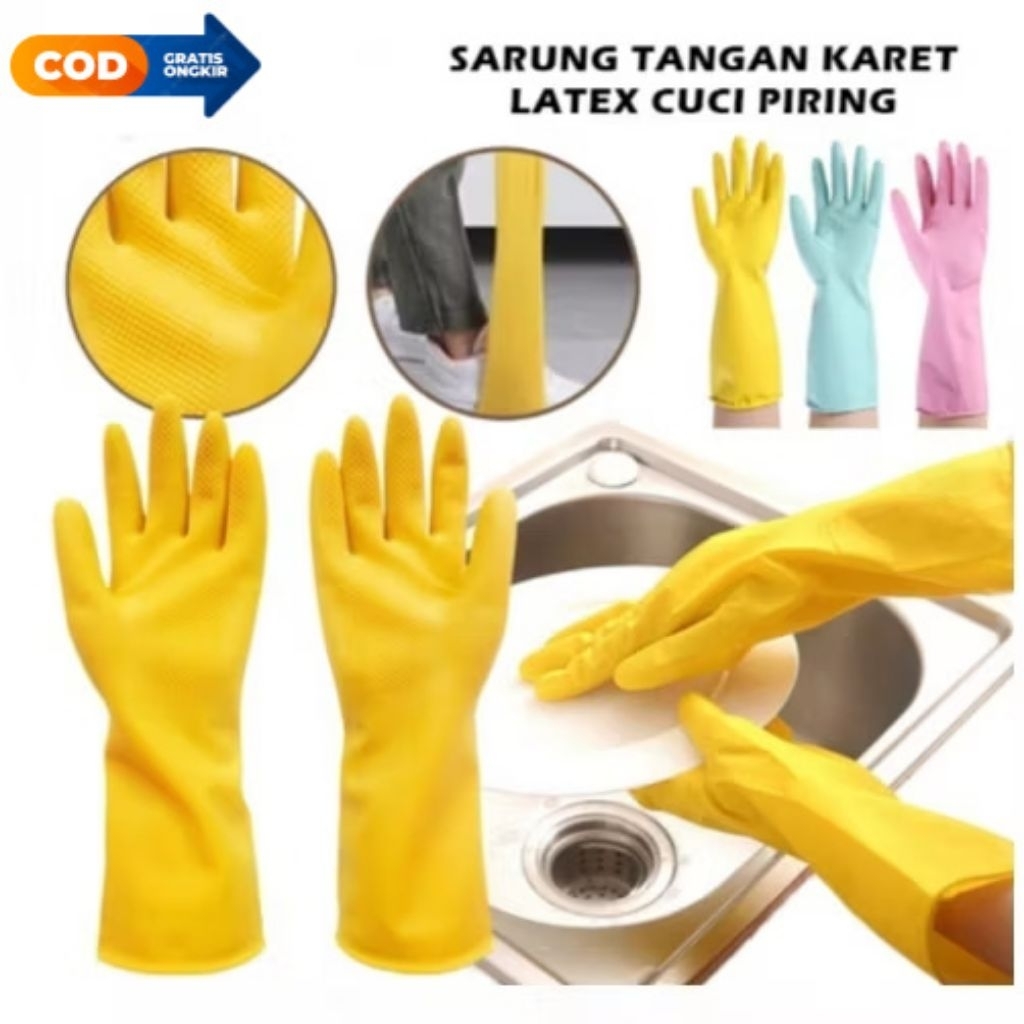 Sarung Tangan Karet Latex Satu Pasang Serbaguna Tebal