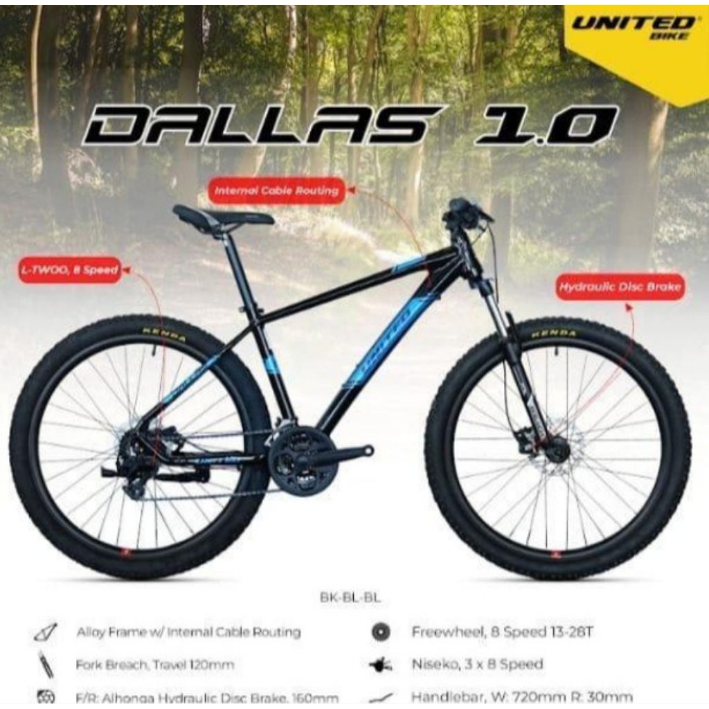 Sepeda Gunung MTB 27,5 / 27.5 inch United Dallas 1.0 Alloy 24 speed cakram