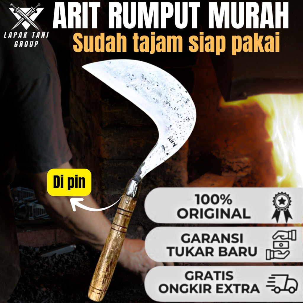 Arit Rumput Gagang Di Pin | Sabit Perkakas Pengaritan Rumput Baja Per