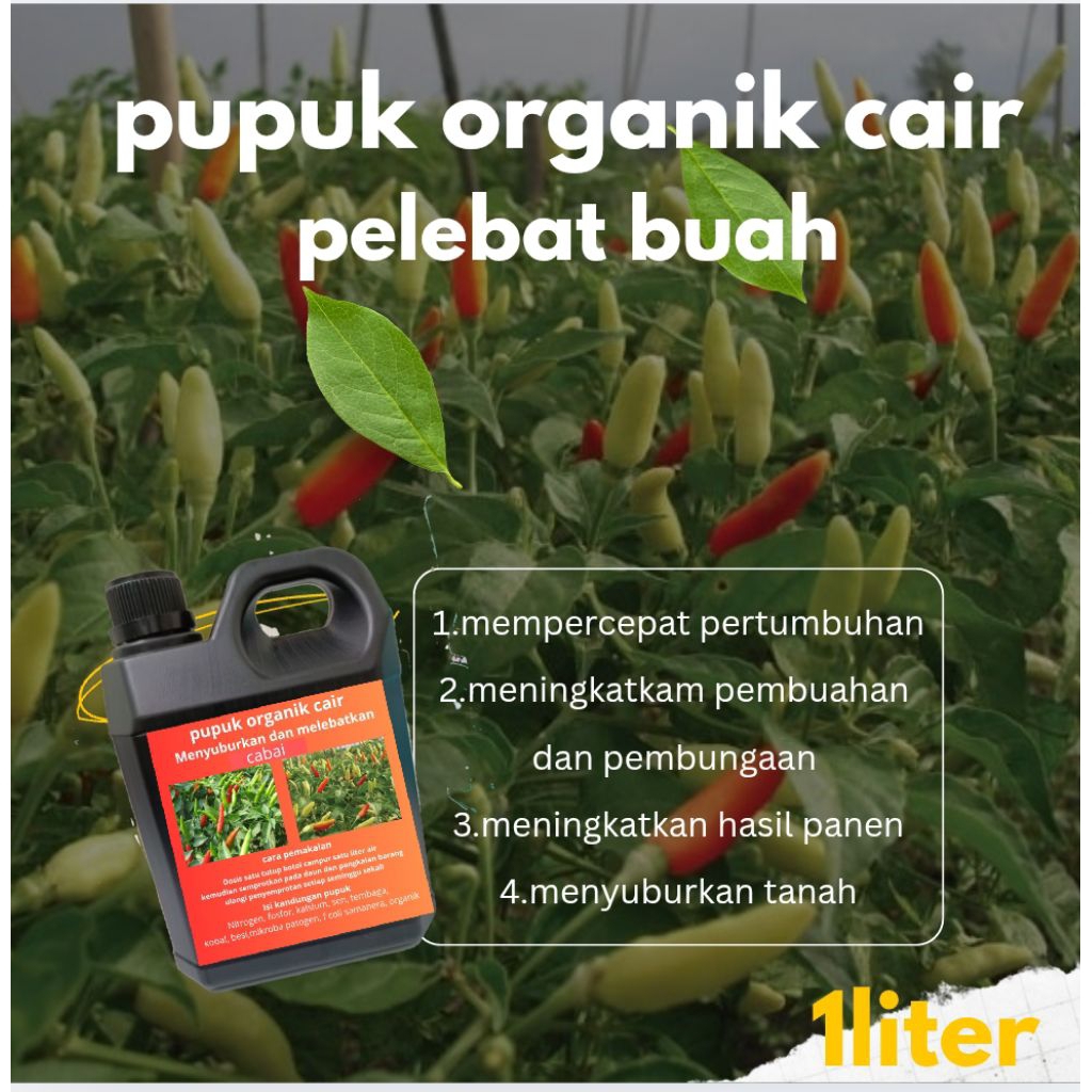 pupuk organik cair pelebat cabai, pupuk organik cair 1liter