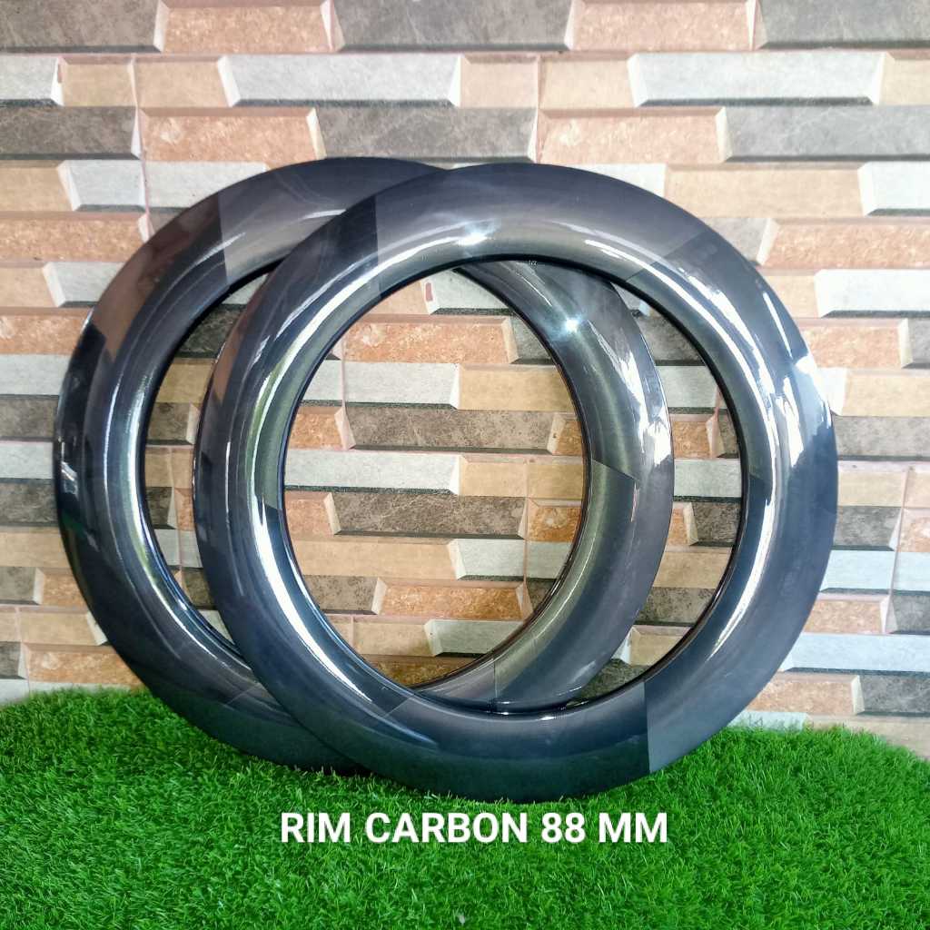 RIM CARBON 700C PROFIL 88 MM CARBON RIM HOLE 20 24 RIM CARBON TANPA BRAKE LINE PRODUK IMPOR BERGARAN