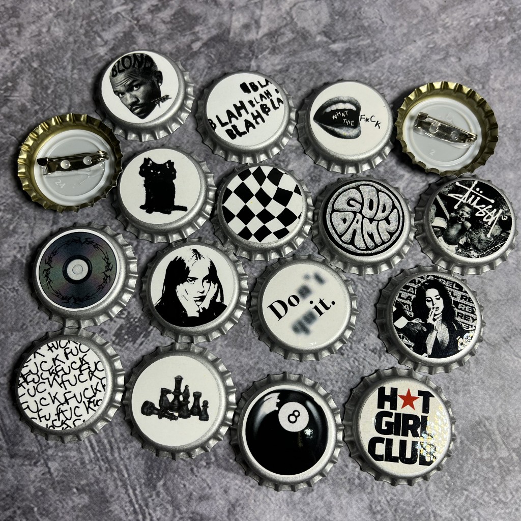 Pin Bottle Cap Retro Y2K - Pin Button Pin Peniti Aesthetic Skena Kalcer Aksesoris Bros Tas Bag Charm