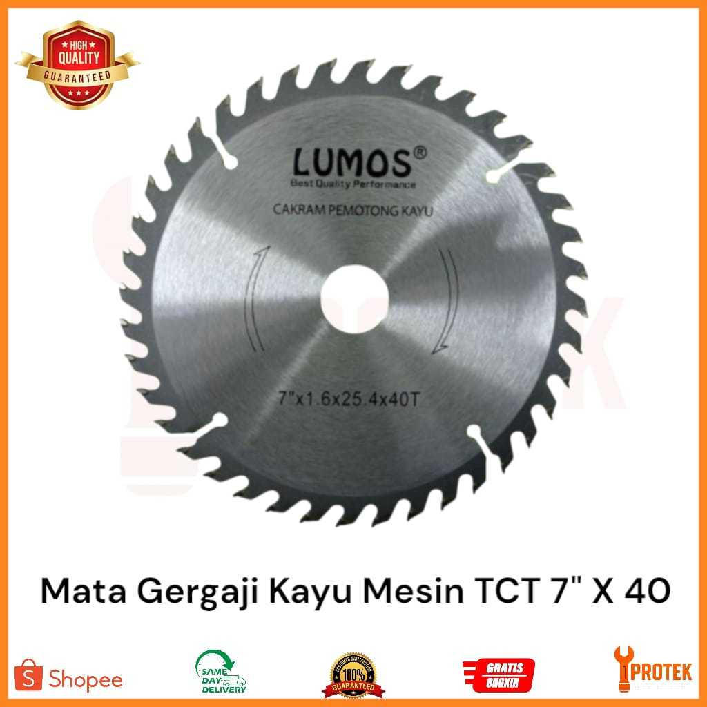 LUMOS 7" Mata Pisau Kayu Circular Saw 40T Mata Pisau TCT Circular Saw Blade Mata Gergaji Potong Kayu