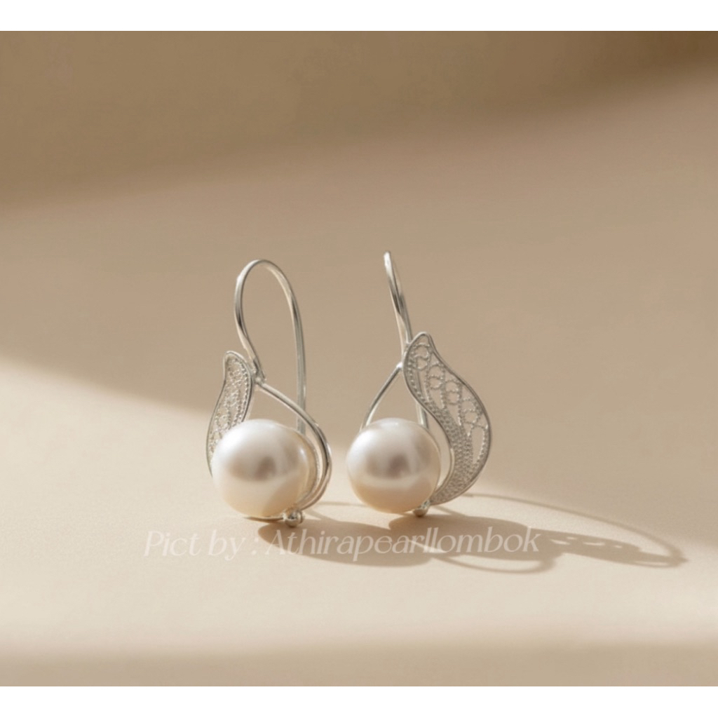 Anting perak925 mutiara air tawar asli lombok Anting anting wanita Anting mutiara lombok asli Anting