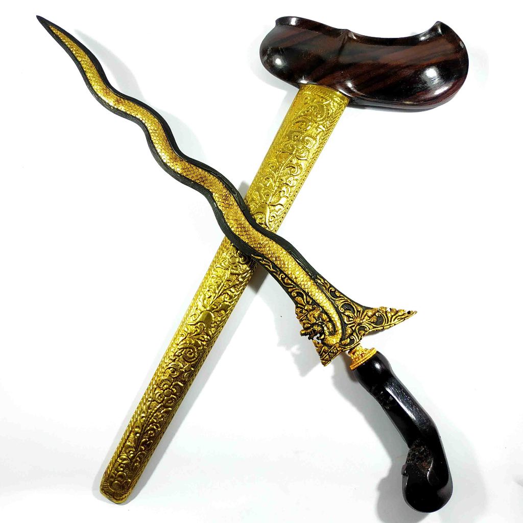 Keris Naga Sapto Luk 7 Kinatah Kamarogan Sepuh Emas Kamardikan