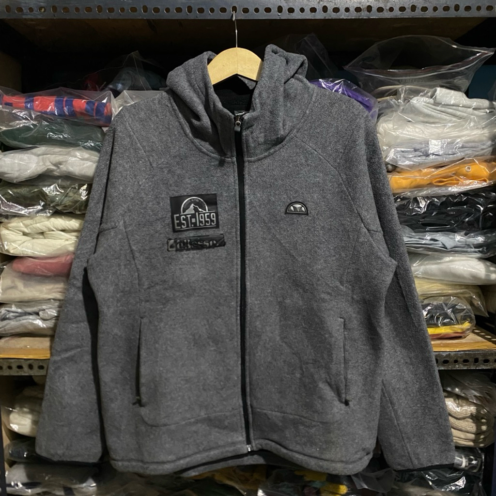 Ellesse Polar Fleece Zip Up Hoodie Grey Size 105 69x58