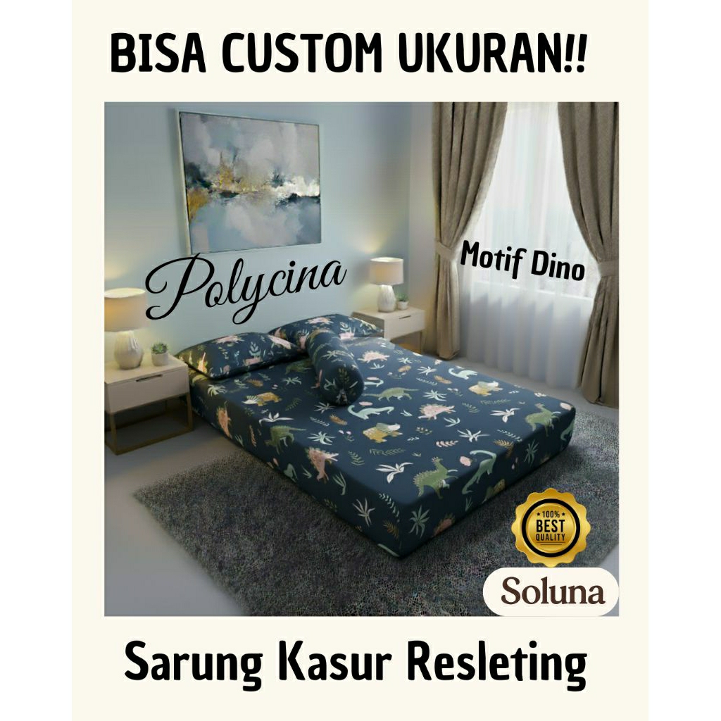 Sarung Kasur Busa/dakron resleting uk 140 x 170/180/200 x 15/20, BISA REQUEST UKURAN