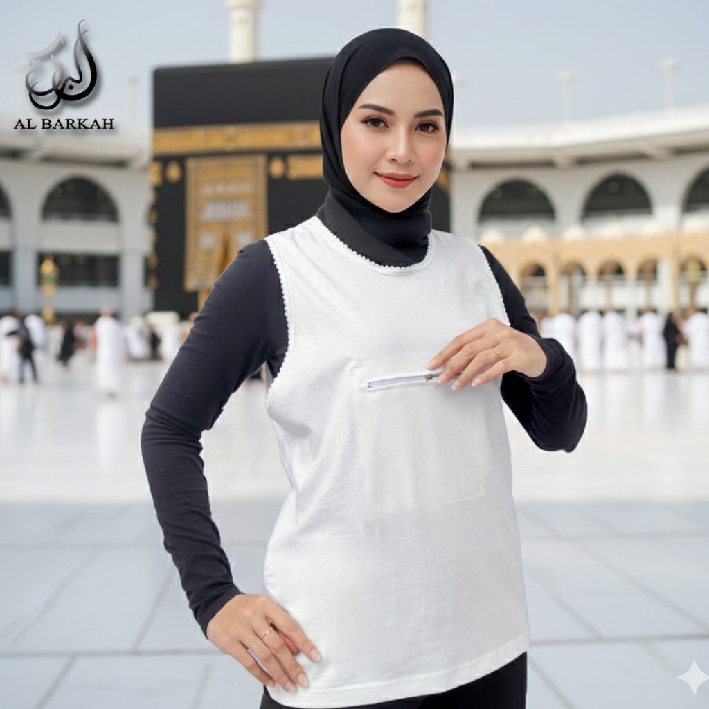 Singlet Wanita Haji Umroh Kantung Perlengkapan Haji Umroh Singlet Putih