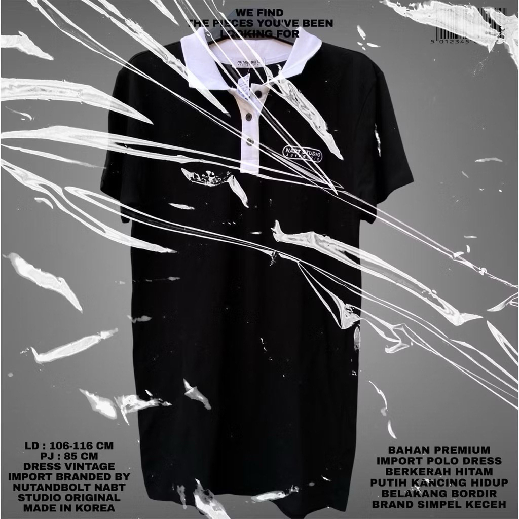 NUTANDBOLT ORIGINAL KOREAN DRESS/POLO DRESS BLACK PREMIUM KOREAN LOOK/DRESS KOREAN STYLE/POLO DRESS 