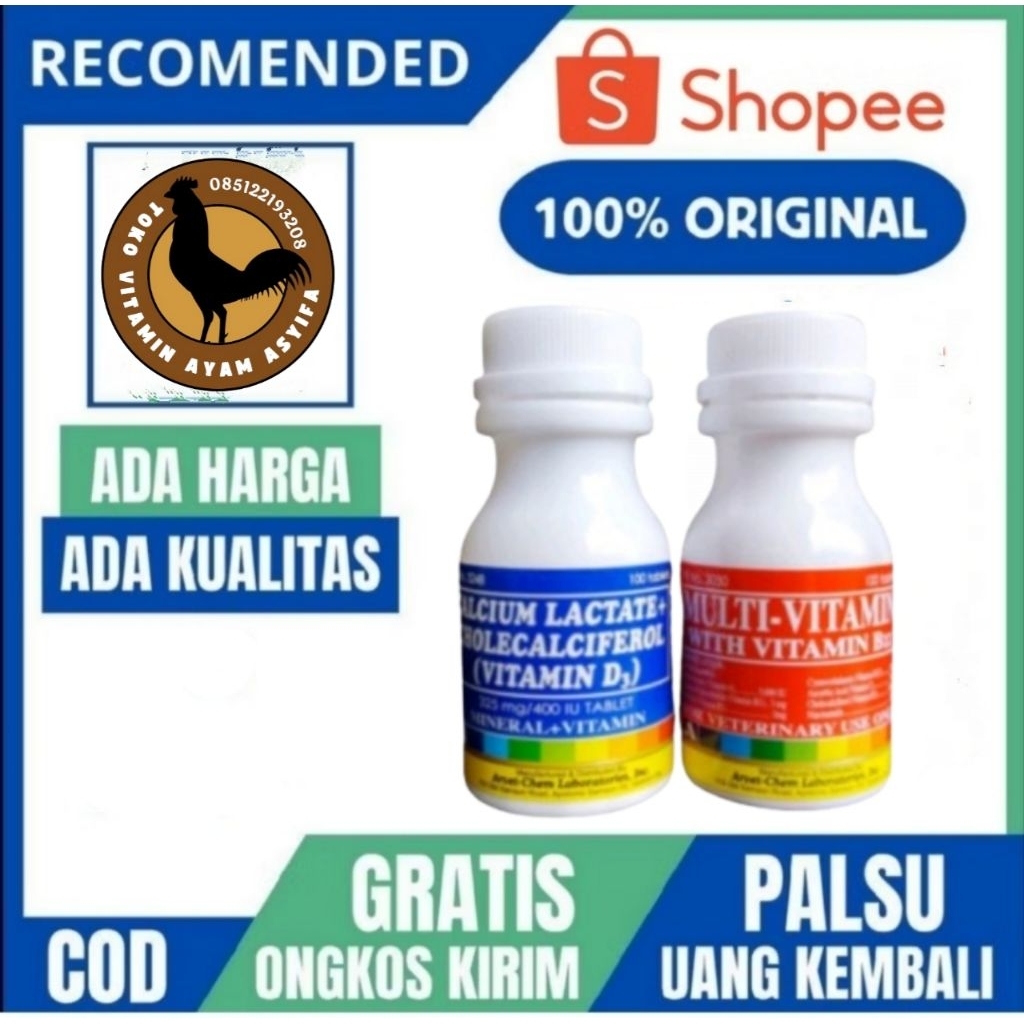Paket MULTIVITAMIN & CALCIUM LACTATE Ayam Bangkok Filipina Laga Aduan