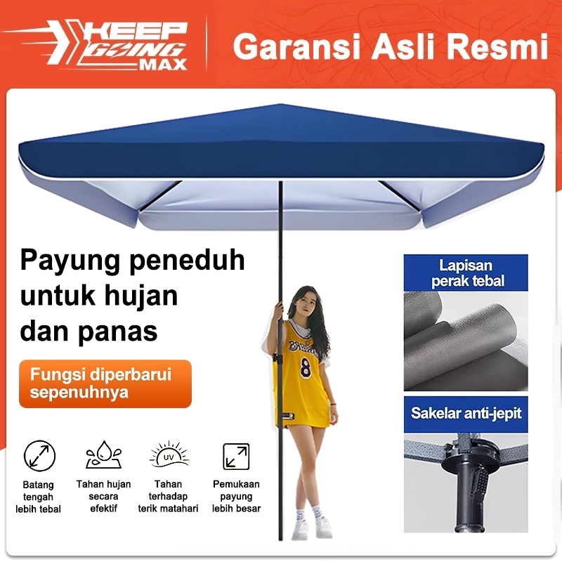 Payung teduh ukuran besar, payung outdoor anti UV untuk berjualan, payung iklan, payung komersial un